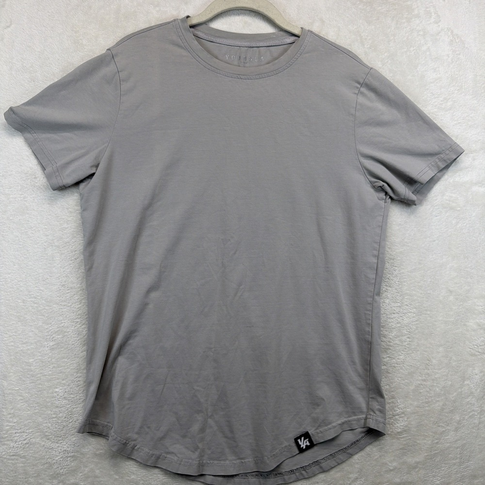 YoungLA Men's Athletic Stretch T Shirt Gym Training Gray Fitted Size Small